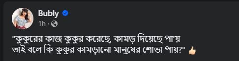 শবনম বুবলীর ফেসবুক থেকে নেওয়া